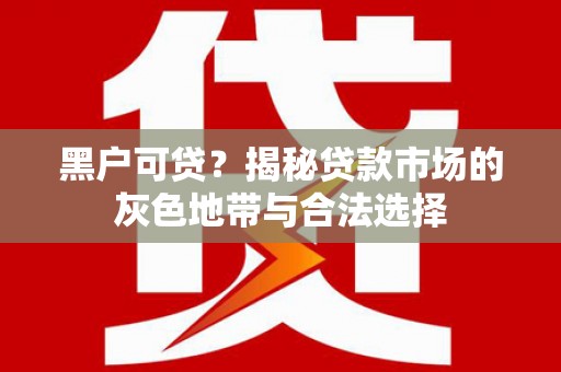 惠农黑户可贷？揭秘贷款市场的灰色地带与合法选择