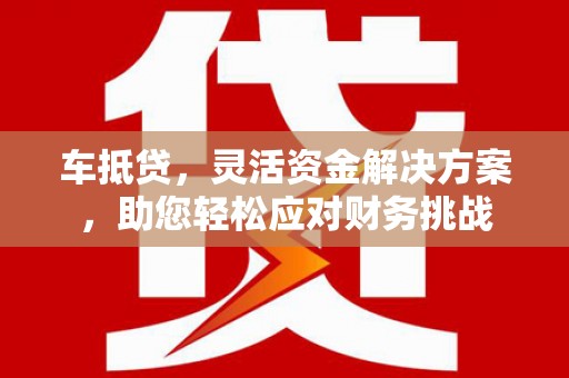 鹤山车抵贷，灵活资金解决方案，助您轻松应对财务挑战