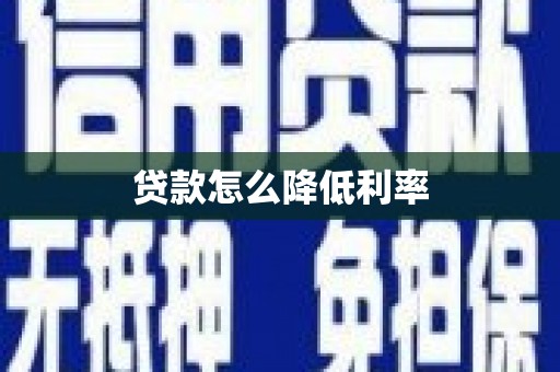 九龙城贷款怎么降低利率