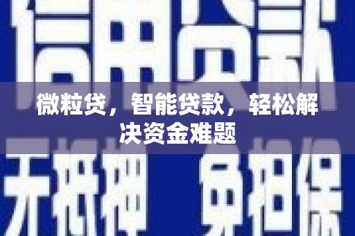 丹寨微粒贷，智能贷款，轻松解决资金难题