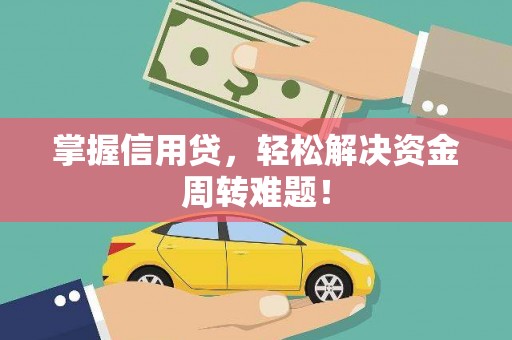 广西掌握信用贷，轻松解决资金周转难题！