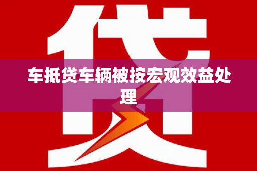 港南车抵贷车辆被按宏观效益处理