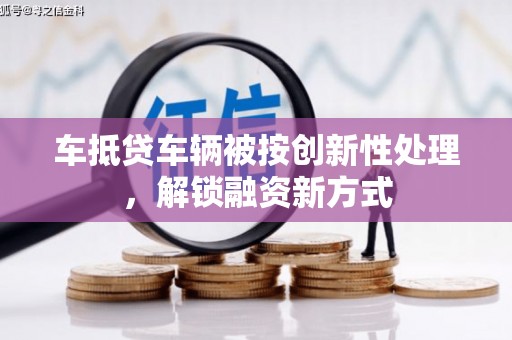 静海车抵贷车辆被按创新性处理，解锁融资新方式