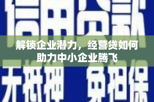 松原解锁企业潜力，经营贷如何助力中小企业腾飞