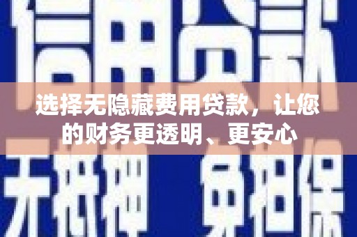 新安选择无隐藏费用贷款，让您的财务更透明、更安心
