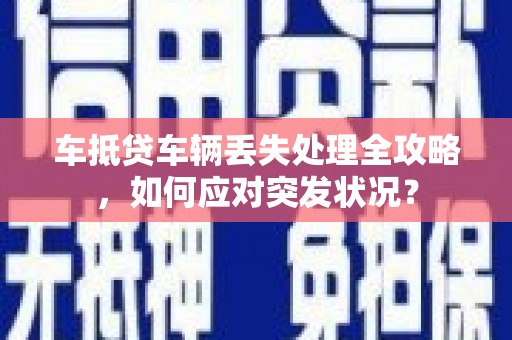 隆回车抵贷车辆丢失处理全攻略，如何应对突发状况？