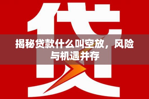宁阳揭秘贷款什么叫空放，风险与机遇并存