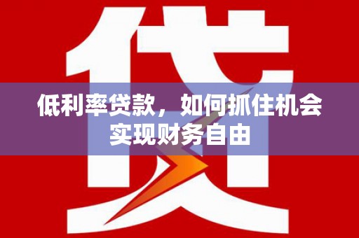 施甸低利率贷款，如何抓住机会实现财务自由