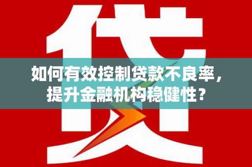 新晃如何有效控制贷款不良率，提升金融机构稳健性？