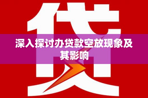 兴庆深入探讨办贷款空放现象及其影响